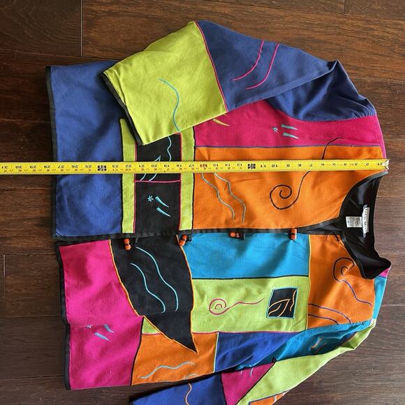 Indigo Moon Womens Patchwork Jacket 1X Retro Avant Garde Art to Wear Boho - Picture 5 of 8